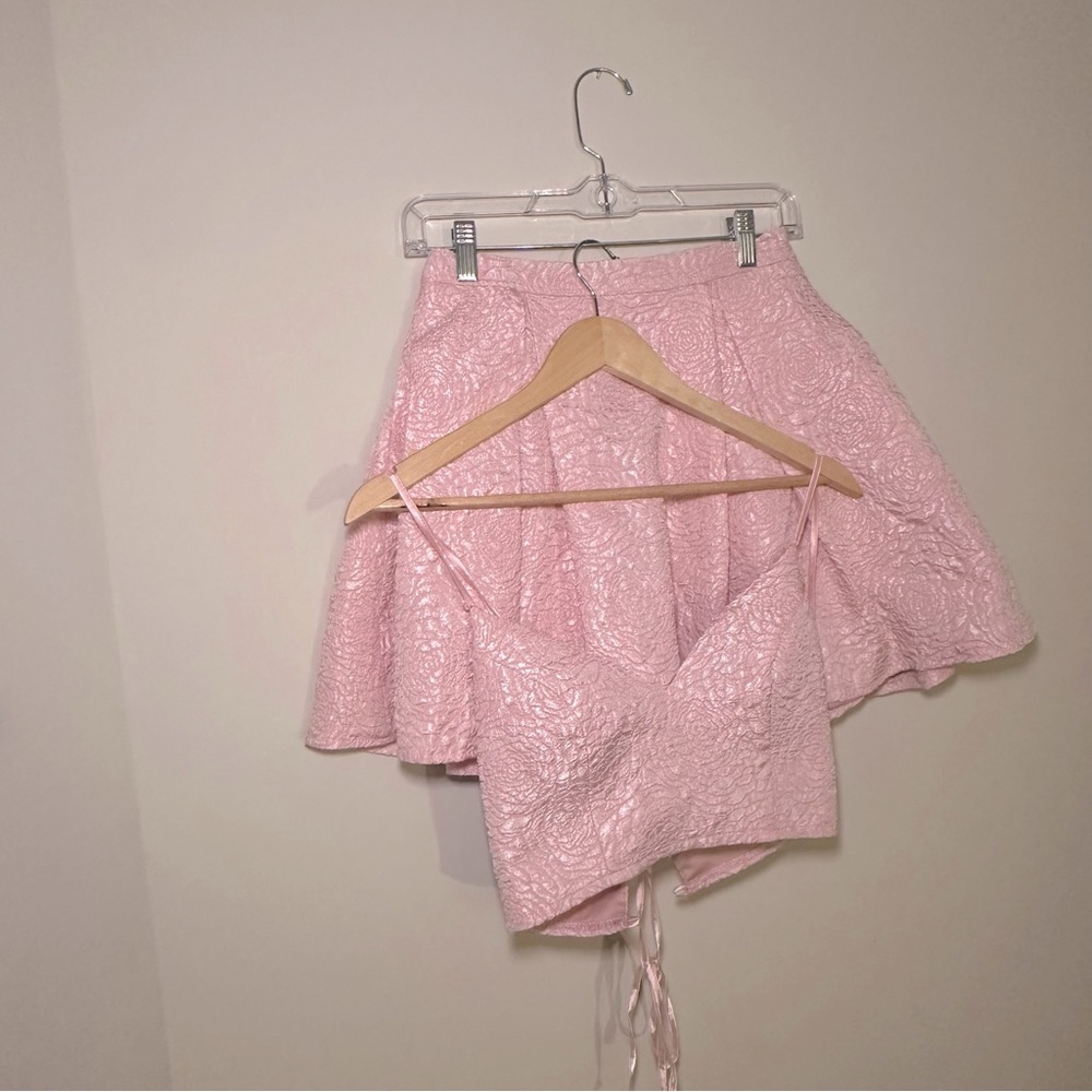 Lulu’s Pink Textured Top & Skirt Set
